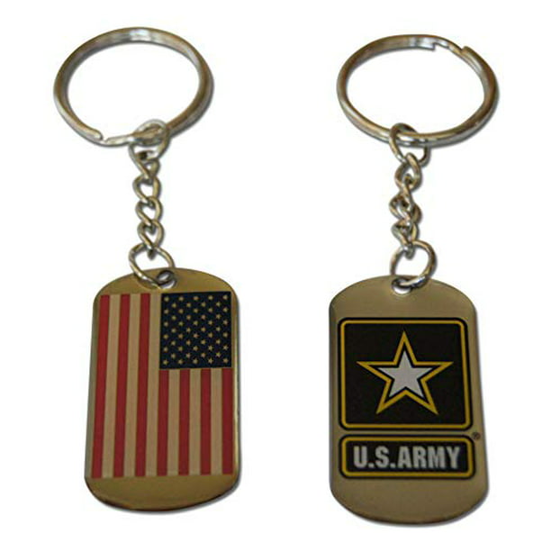 Dog Tag Keychain Set Novel Merk 2 Piece Air Force & American Flag Patriotic U.S 
